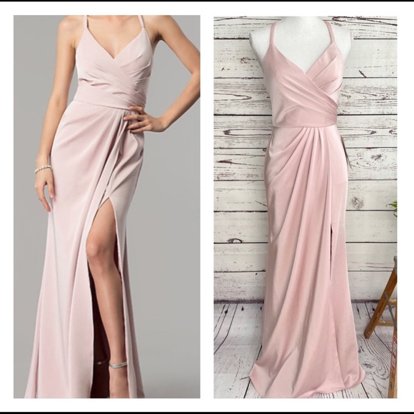 Blush Dresses & Skirts - NEW Blush Mock Wrap Open Back Long Gown Dres…